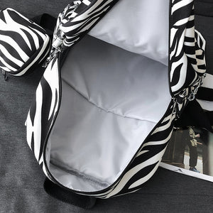 Cute Zebra Skin Print Pattern Waterproof Backpack School Bag