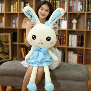 Lovely Cartoon Bunny Rabbit Girl with Dress Stuffed Plushie Doll Girl Birthday Gift