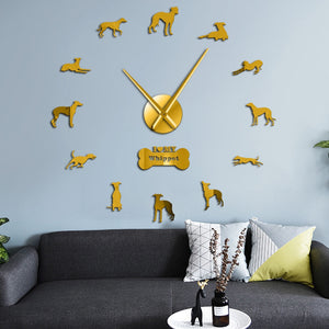 Whippet Snapdog Large Frameless DIY Wall Clock