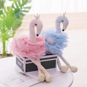 Luxury Crown Queen Swan Fluffy Lace ballet Skir Stuffed Plush Doll