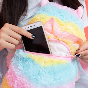 Cute Rainbow Alpaca Soft Plush Backpack Shoulder Bag