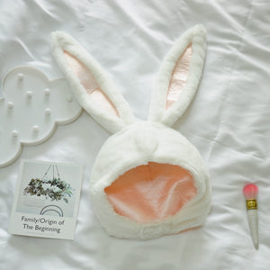 White Bunny Rabbit Ears Plush Headband Headdress