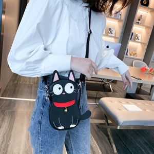 Cartoon Kuuro Black Cat Design Purse Handbags Casual Shoulder Bag