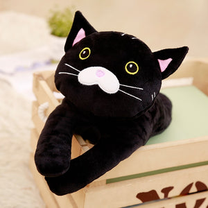 Mysterious Black Cat Lying Plush Stuffed Pillow Doll