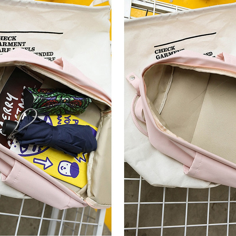 Canvas No Face Backpack for Teenager Girls Schoolbag Back