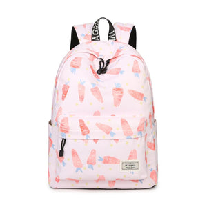 Cute Pink Carrot Laptop Backpack School Bookbag for Girls