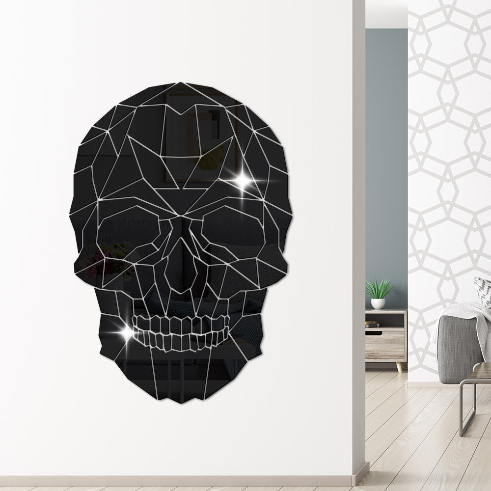 Geometric Skeleton Skull Head DIY Acrylic Mirror Wall Sticker Home Decor Decals