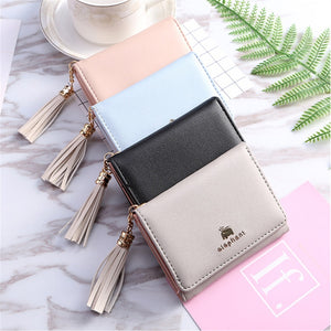 Cute Mini Elephant Leather Purse Short Wallet withTassel Small