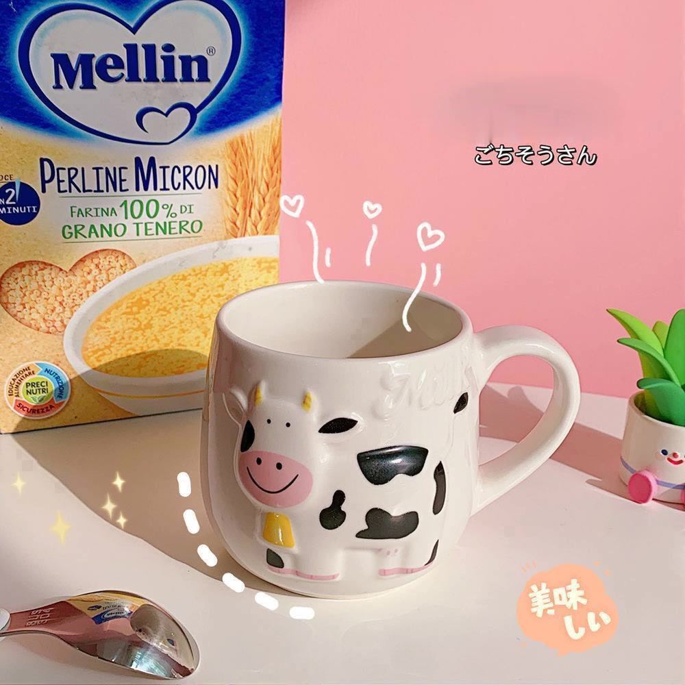 Cute Lovely Moo Cow Ceramic 420mL Milk Cup with Handle