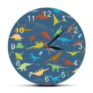 Colorful Dinosaur With Arabic Numbers Children Room Wall Clock