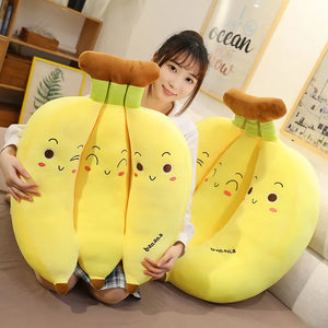 Cute Cartoon Bunches of Bananas Fruit Plush Stuffed Pillows Doll