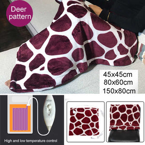 Purple Deer Pattern Electric Heated Warm Blanket