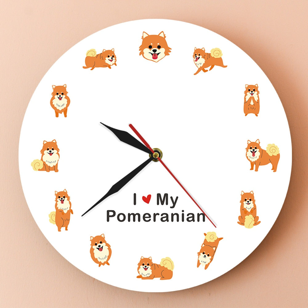 Cartoon Pomeranian Dog Wall Clock