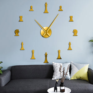 Chess Pieces Board Game Large Frameless DIY Wall Clock