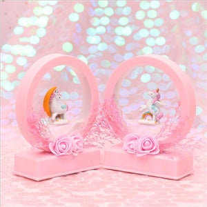 Cartoon Flower Unicorn LED Night Light Lamp Music Box Birthday Gift