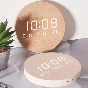 Multi-function LED Display Digital Wooden Wall Clock