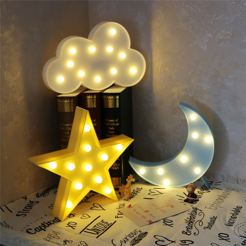 Cute Cloud Star Moon LED Light Night Lamp for Bedroom Decoration