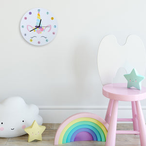 Colorful Unicorn Silent Mute Children Room White Wall Clock