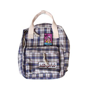 Japanese Soft Chic Sister Plaid Canvas School Bag Backpack