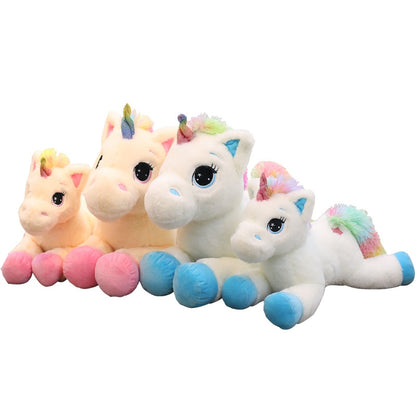Rainbow Unicorn Fur Hair Plush Stuffed Toy Doll