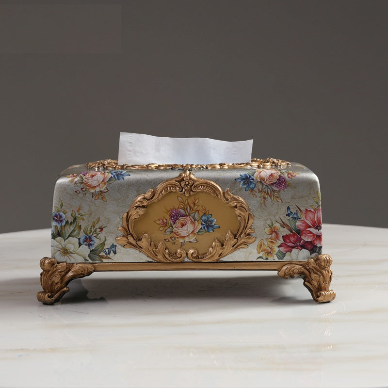 Luxury Vintage Flower Style Elegant Resin Tissue Box Holder