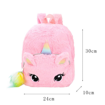 Cartoon baby Unicorn Mini Plush Backpack School Bag for Girls