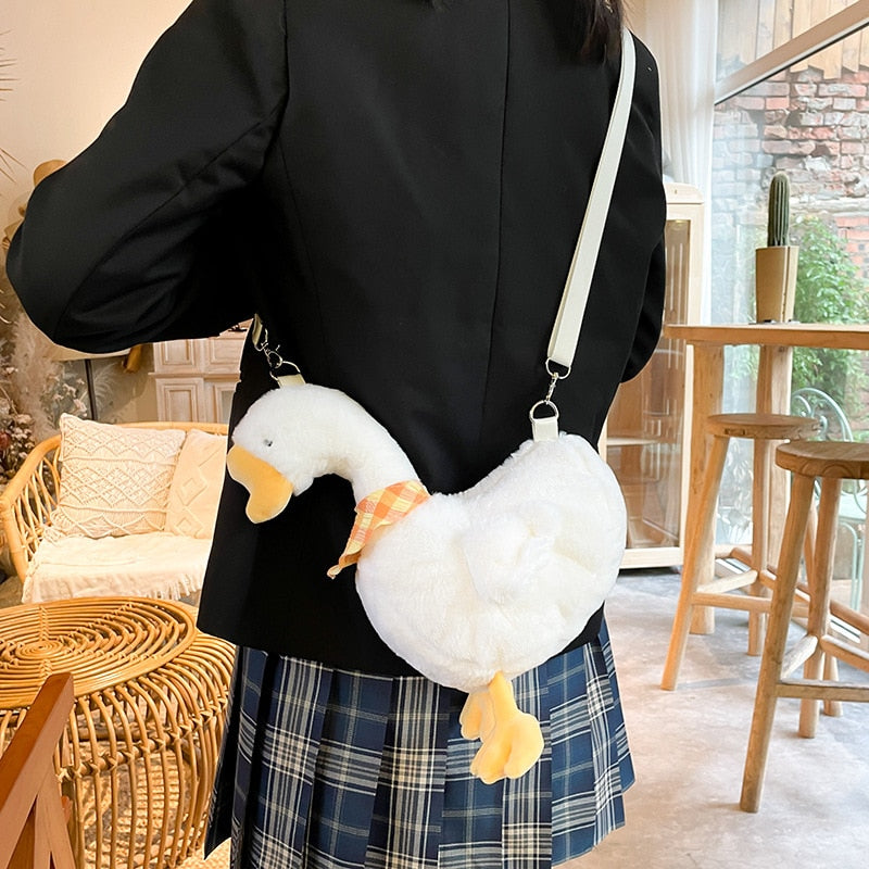 Cute Duck & Goose Shaped Soft Plush Purse Shoulder Bag