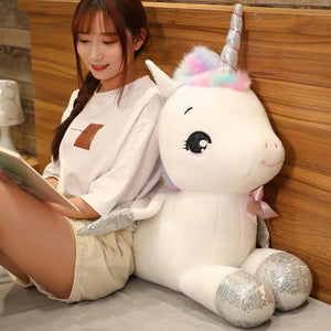 Giant Sequin Long Horn Unicorn Horse Plush Toys Stuffed Pillow for Girl