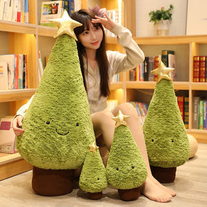Cute Christmas Tree with Gold Star Plush Stuffed Pillow Doll