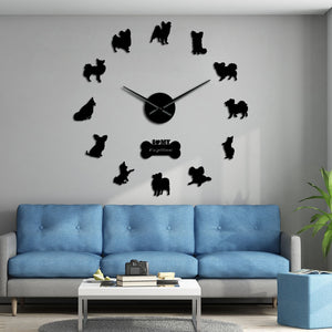 Continental Toy Spaniel Papillon Dog Large Frameless DIY Wall Clock