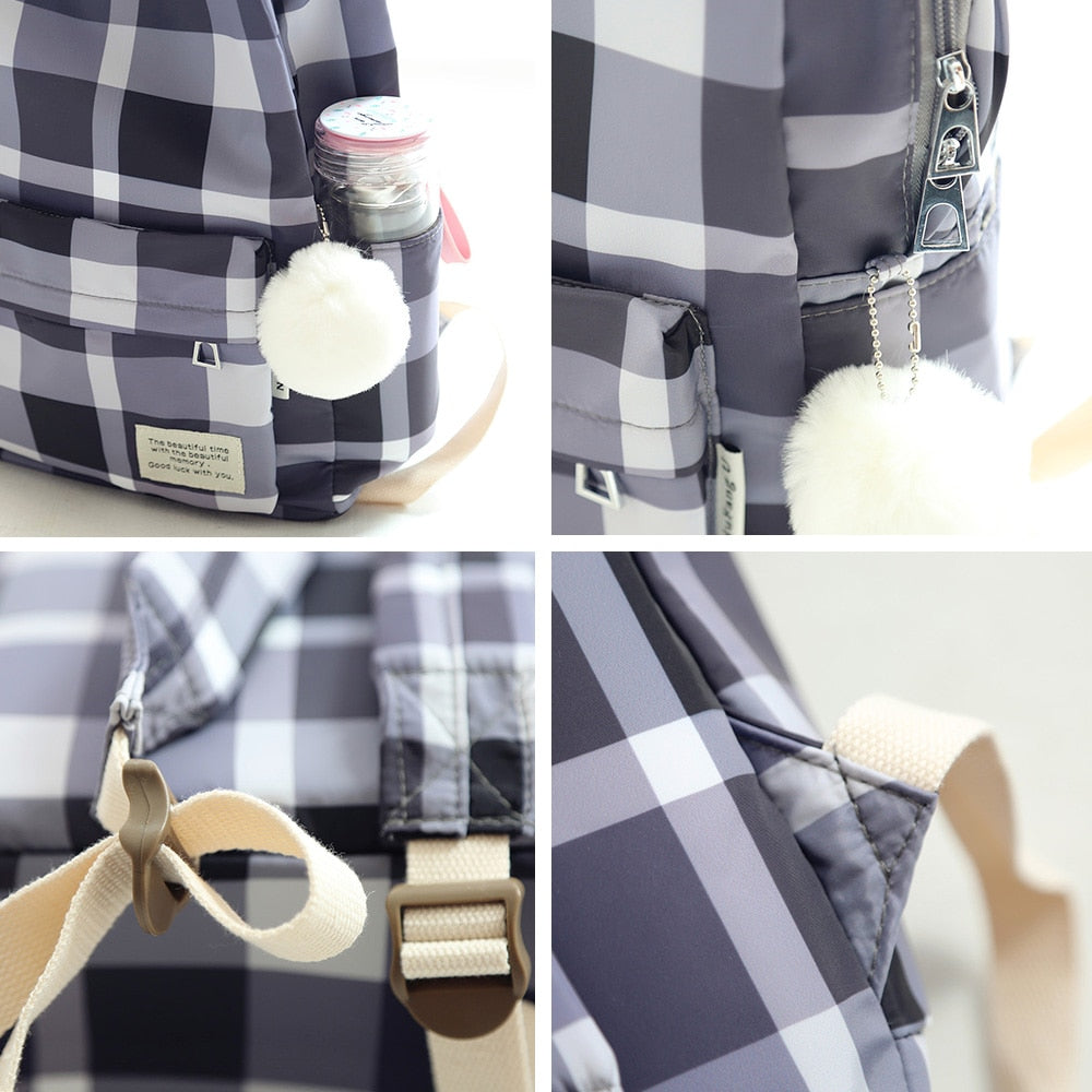 Mini Plaid Pattern Classic Backpack School Bag For Graduate, Teen