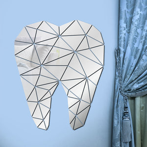 Dental Care Tooth Shaped Acrylic Mirrored Wall Stickers Dentist Clinic Decor Decals