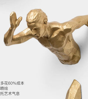 Hanging Running Man Resin Sculpture Statue Wall Decoration