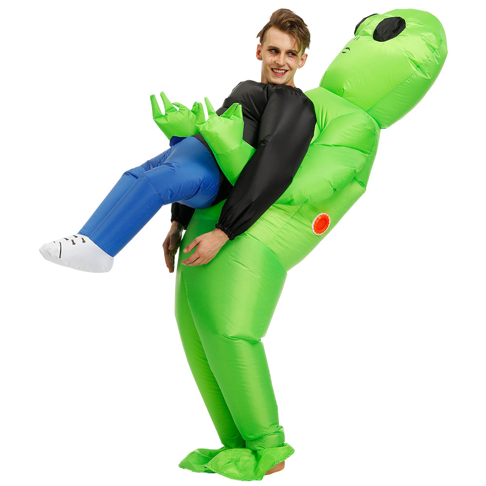 Inflatable Carry Green Alien Funny Blow Up Suit Party Fancy Dress