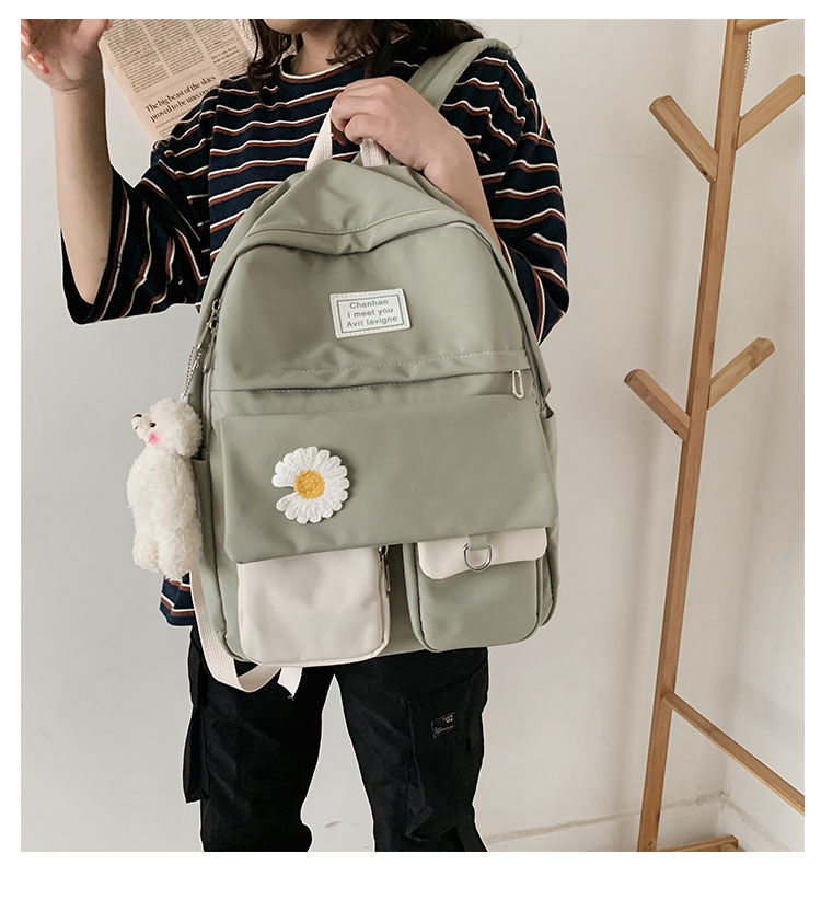 TBOLINE Retro Fashion Flower Backpacks Nylon Girl Small School Bag Rucksack  (Brown) 