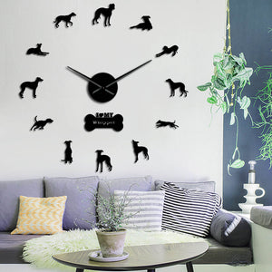 Whippet Snapdog Large Frameless DIY Wall Clock