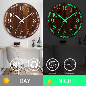 Glow in the Dark Large Numbers 12 Inch Silent Luminous Wall Clock