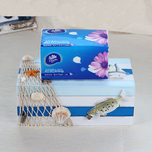 Mediterranean Anchor Sea Wooden Tissue Paper Boxes Holder