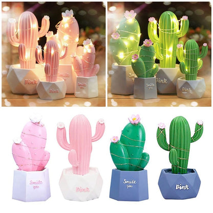 Resin Cactus LED Table Night Light Kids Room Lamp