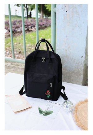 Cute Poppy Flower Canvas Backpack School Bags For Teenage Girls