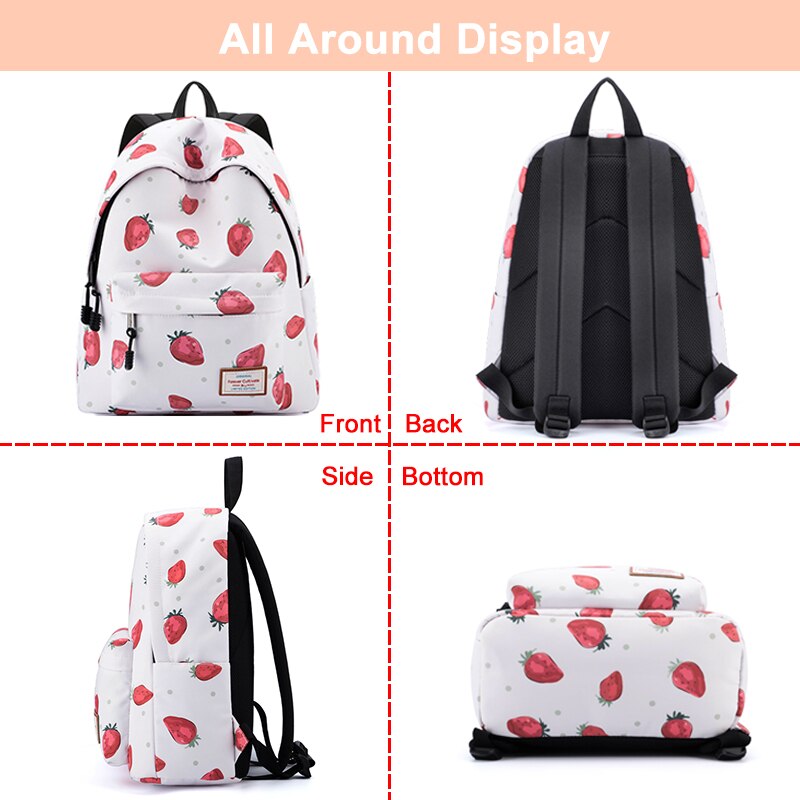 Sweet Pink Strawberry Waterproof Backpack School Bag for Teenage Girls -  MsHormony