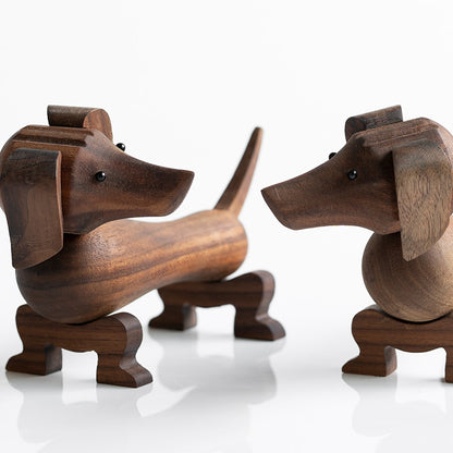 Handmade Wooden Dachshund Dog Figures Home Decoration