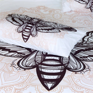 Bohemian Death Moth With Skull Duvet Cover Bedding Set