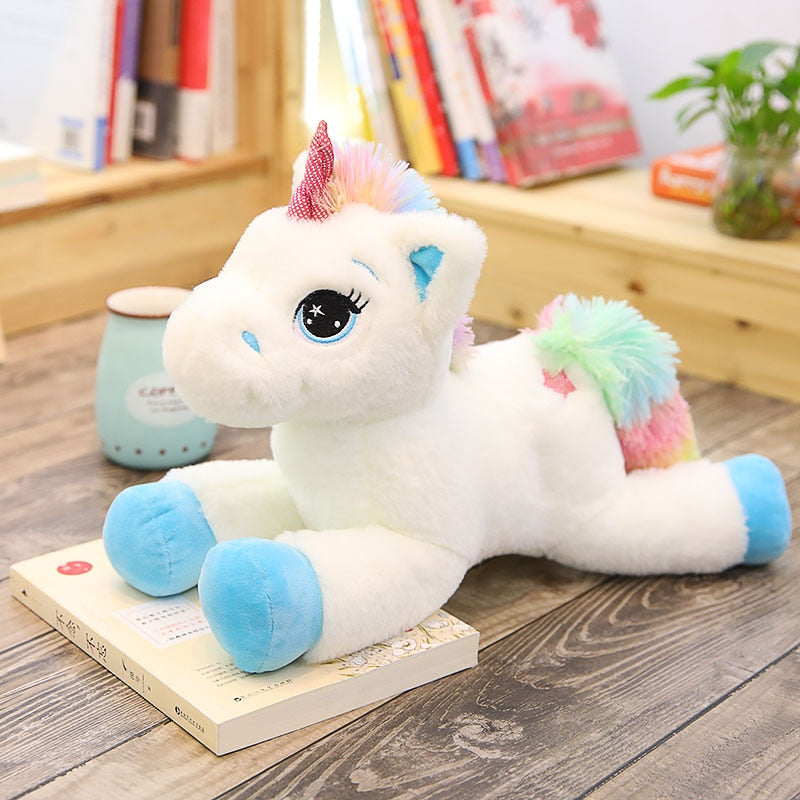 Rainbow Unicorn Fur Hair Plush Stuffed Toy Doll