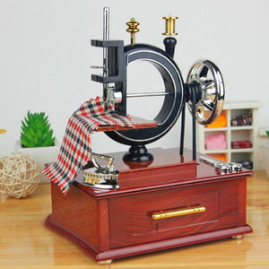 Retro Sewing Machine Clockwork Type Music Box Sewing Lovers Gift