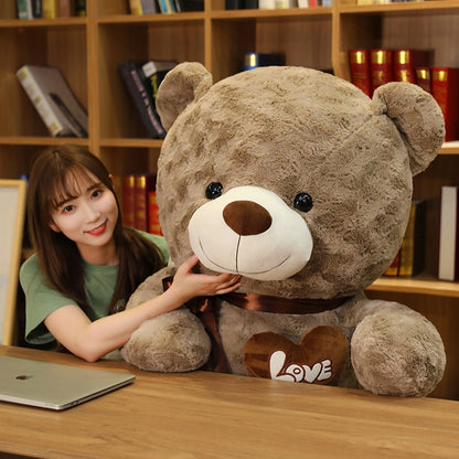 Giant Brown Teddy Bear with Love Heart Stuffed Plushie Doll Gift