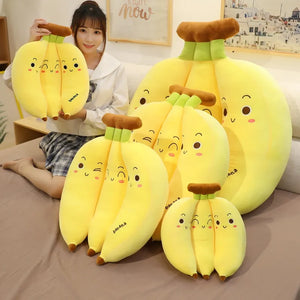 Cute Cartoon Bunches of Bananas Fruit Plush Stuffed Pillows Doll