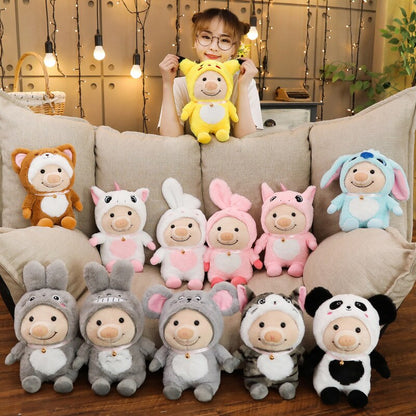 Cute Piggy Hoodie Turned Animal Plush Stuffed Doll Toy