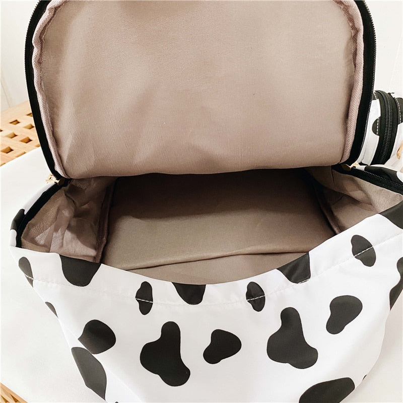 Cute Cow Printing Rucksack School Bag Canvas Backpack for College Girl –  MsHormony