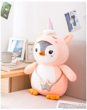 Cute Penguin Cosplay Unicorn Suit Soft Plush Stuffed Doll Gift